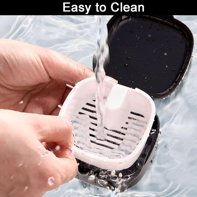 [Australia] - AHEJIOO Braces Box with Strainer, Denture Box with Bracket Extractor, Denture Box, Dental Splint Box, Braces Box, Double Layer Hollow Drain, Denture Box, for Holder, Cleaning Box 