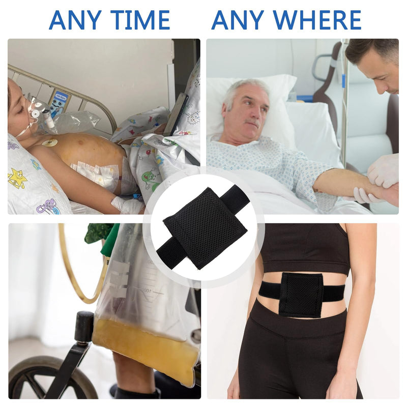 [Australia] - 2PCS Breathable Feeding Tube Belt, Concealment and Comfortable Gastrostomy G Tube Accessories, Peritoneal Dialysis Belt with Mesh Sponge Pad Black Pd Belts Dialysis for Men Women Adults (Black M) 