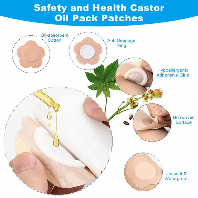 [Australia] - 50PCS Castor Oil Patches, FDA/MDR Certified Carrier Patches for Castor Oil | Medical-Grade Self-Adhesive Pads | Belly Button Patch for Caster Oil, Portable Breathable Anti Leakage Anti-Slip No Wash 