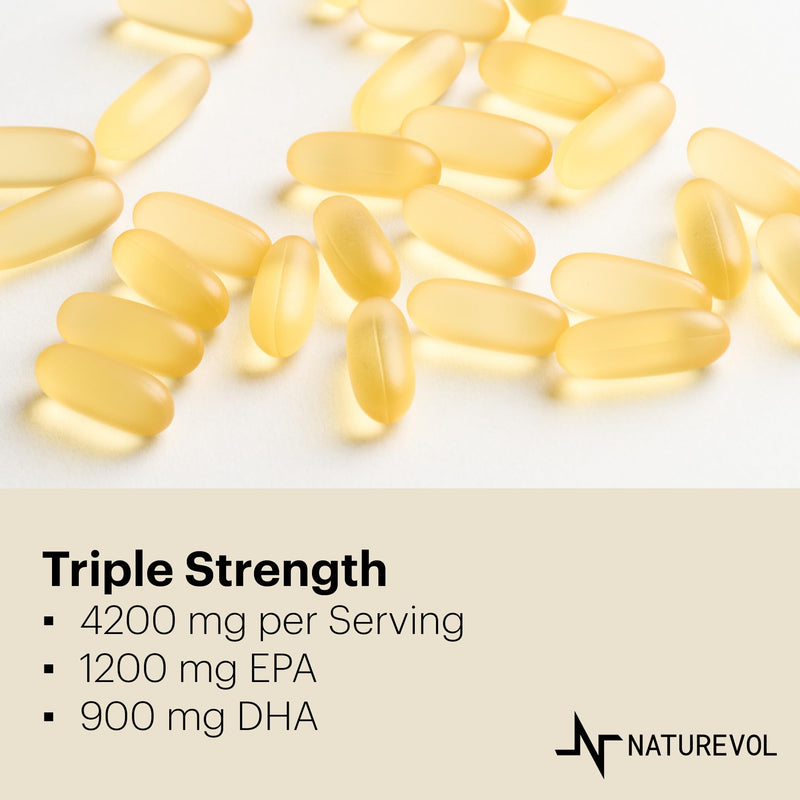 [Australia] - Triple Strength Omega 3 Fish Oil 4200mg - Lemon Flavored | EPA & DHA Fatty Acids | 1200mg EPA + 900mg DHA | Deep Sea Fish | Burpless Fish Oil Supplement - 240 Softgels 