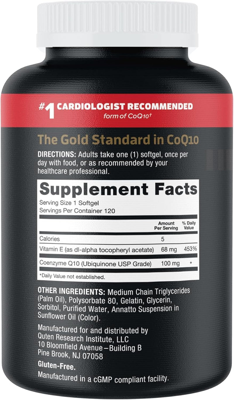 Qunol Ultra CoQ10 100mg, 3X Better Absorption, Antioxidant, 120 Softgels | #1 Cardiologist Recommended Supplement for Heart Health, Coenzyme Q10 Supplement to support Vascular Health & Cellular Energy 120 Count (Pack of 1)