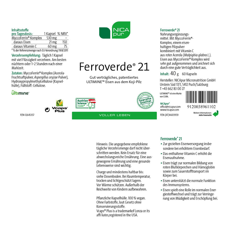 [Australia] - nicapur Ferroverde 21 I iron from a natural source + vitamin C I in high doses 