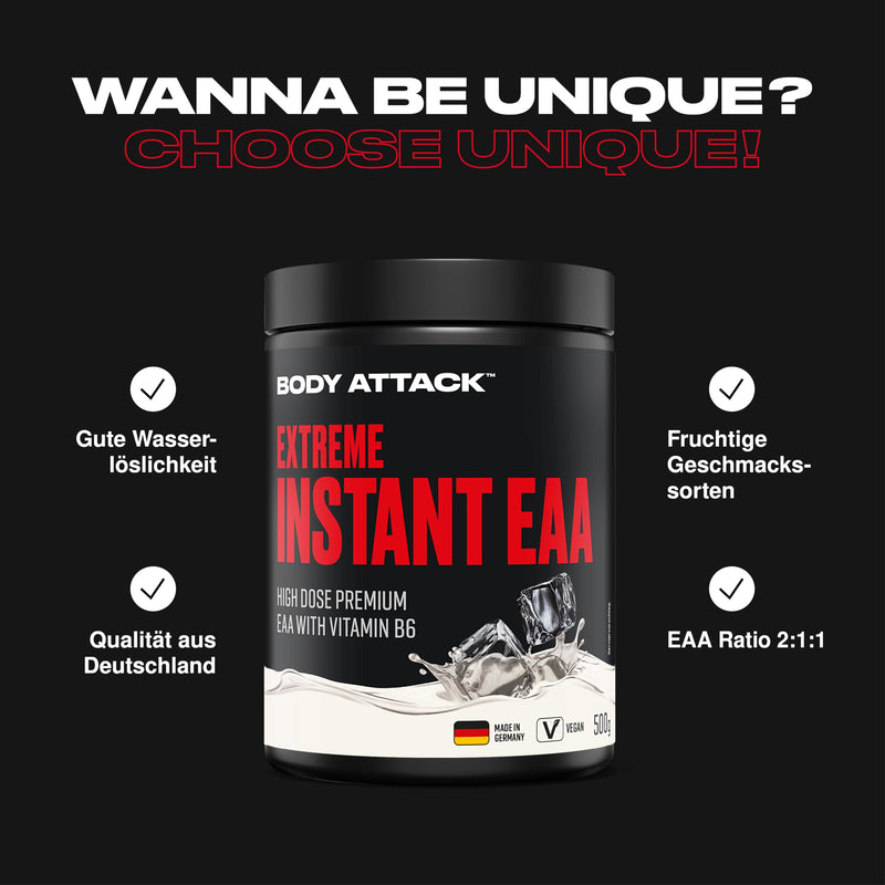 [Australia] - Body Attack Extreme Instant EAA Powder - Cherry, 500 g - Made in Germany - 8 essential amino acids for a protein-rich diet & muscle building training Cherry 500 g (pack of 1) 