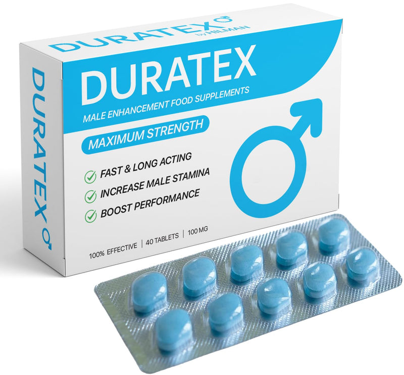 DURATEX by Hilman Blue Pills for Men Endurance - Premium Strong 100mg Tablets for Enhanced Stamina Firm Performance Power Booster Herbal Male Food Supplements for Long Lasting (40 Count (Pack of 1)) 40 count (Pack of 1)
