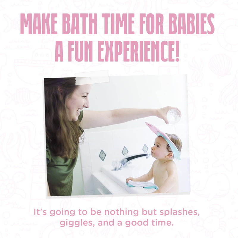 [Australia] - Walnut Tree Baby - Baby Bath Visor With Strap, Bath Visor for Toddlers, Adjustable Shower Visor, Multipurpose Baby Bath Hat Shield, Nose, Ears, & Eye Protector for Shower, Sky Blue Strap Pink 