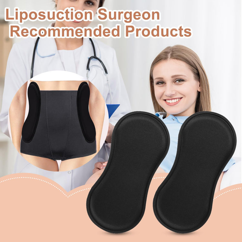 4pcs Abdominal Side Compression Boards, 11.8x5.5x0.47in Lipo Foam Lateral Protectors Waist Skin Anti-Sagging Filling Supplies for Post Surgery Recovery (Black) 4