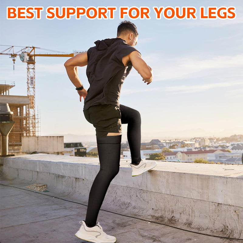 [Australia] - Thigh High Compression Stockings for Women Men, 20-30mmHg Footless Graduated Compression Socks with Silicone Band, Medical Support Sock for Varicose Veins, Edema, Post-Surgery, Sports Large 1 Pair-Black 