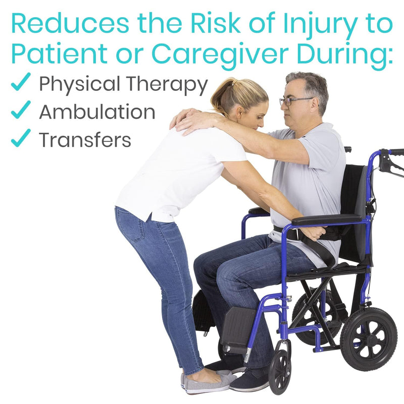 [Australia] - Vive Gait Belt (300lbs) Transfer Belt with Handles - Medical Nursing Safety Patient Assist - Bariatric, Elderly, Handicap, Physical Therapy - PT Gate Strap Quick Release Metal Buckle, Grabbing Teeth 