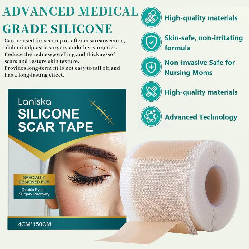 [Australia] - 1 Pcs Silicone Scar Tape Scar Plaster Silicone Scar Sheets Silicone Scar Plaster Silicone Plaster for Scars Scar Plaster Silicone Silicone Scar Tape Silicone Plaster Scar 4cm x150cm Roll 