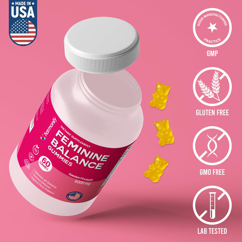Pineapple Feminine Gummies – Probiotics for Women pH & Vaginal Probiotics Supplement – Vegan, Gluten-Free Womens Probiotic – 60 Gummies