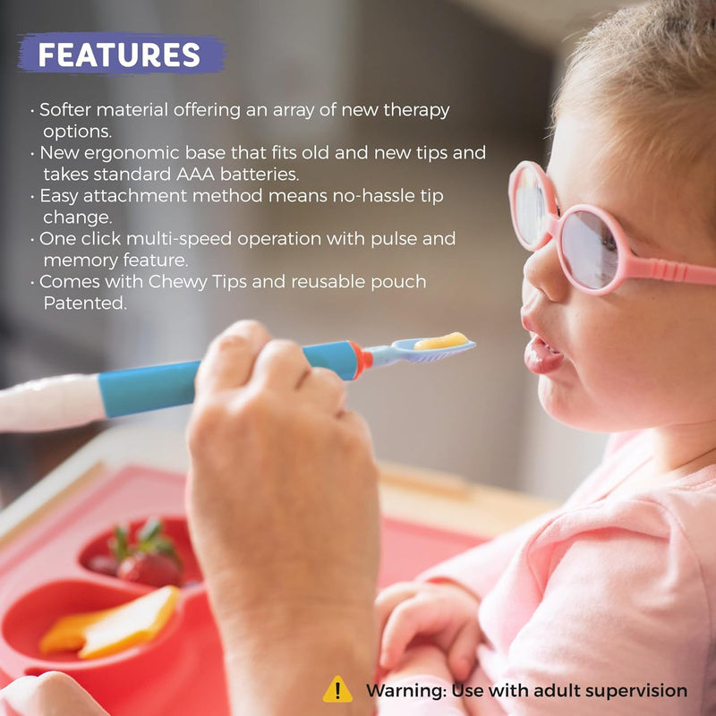 TalkTools Sensi Oral Sensory Therapy Tool with Soft Sensi Jaw Tips – 7-Piece Adjustable Sensory Stimulation Set for Oral Motor Awareness & Feeding Skill Development – (Ocean Blue)