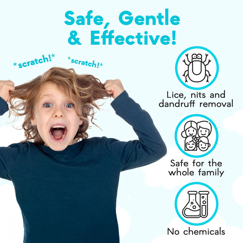 [Australia] - Adamson Lice Comb - Stainless Steel Lice Comb for Kids - Effective Nit Comb - Lice Combs for Thick Hair - Durable and Easy to Clean - Peine para Piojos y Liendres para Ni√±as Cyan 