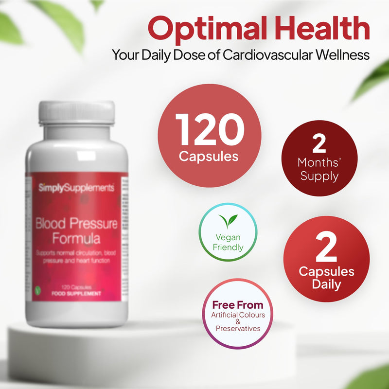 Blood Pressure Formula | with Garlic, Magnesium & Potassium | Vegan & Vegetarian Friendly | 120 Capsules = 2-Months’ Supply | Manufactured in The UK in Accordance with GMP Standards New Label Design