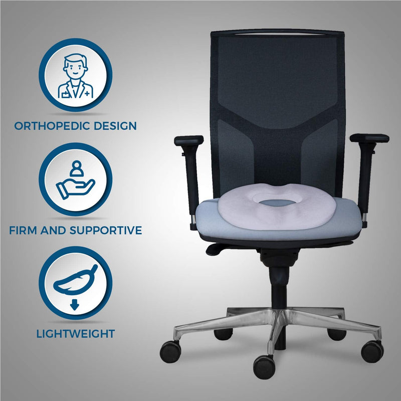 [Australia] - Donut Pillow Hemorrhoid Seat Cushion - Orthopedic Memory Foam – Contoured Luxury Comfort, Pain Relief and Supports Prostate, Pregnancy, Post Natal Sciatica Coccyx, Surgery & Tailbone Pressure Dr Flink 