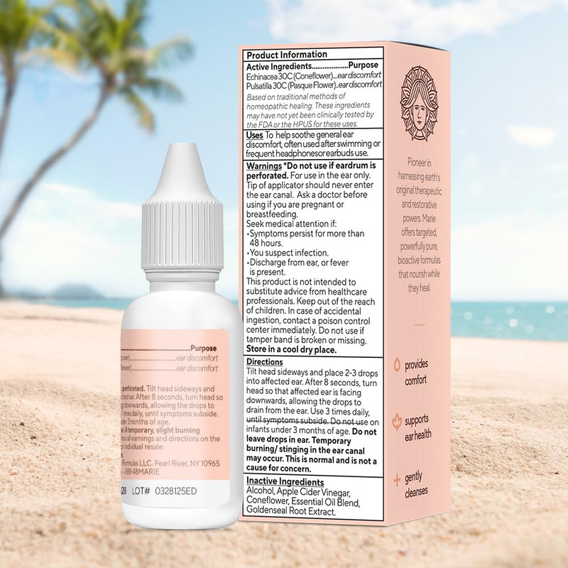 [Australia] - Marie Originals Ear Drops for Clogged Ears, Dry Itchy Ears & Ear Hygiene for Adults & Kids | Natural Plant-Based Ingredients Perfect for Summer use, Swimmers & Everyday Care | 0.5 FL Oz - 14mL 