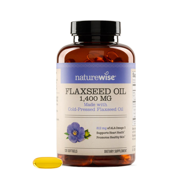[Australia] - NatureWise Flaxseed Oil 1400 mg, Fish Free, High Potency Omega 3 with 812 mg ALA, Dietary Supplement for Heart Health Support - Organic, Cold Pressed, Non-GMO - 120 Softgels[120-Day Supply] 