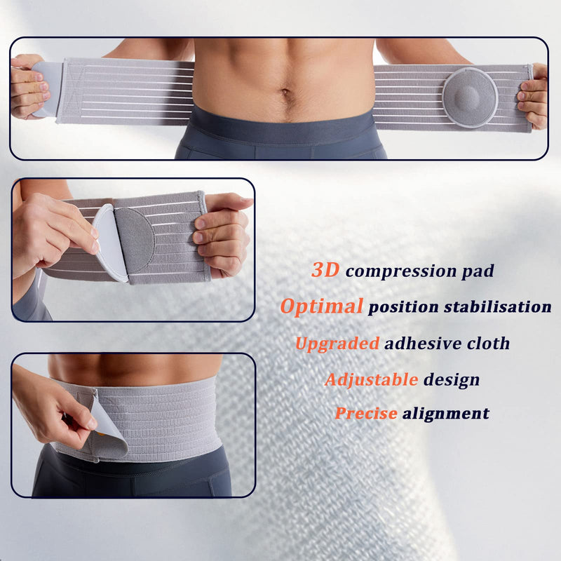 [Australia] - Umbilical Hernia Belt for Men and Women - Abdominal Support Binder with Compression Pad - Navel Ventral Epigastric Incisional and Belly Button Hernias Surgery Prevention Aid L 
