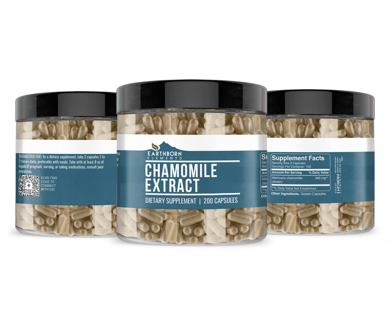 [Australia] - Earthborn Elements Chamomile Extract 200 Capsules, Pure & Undiluted, No Additives 