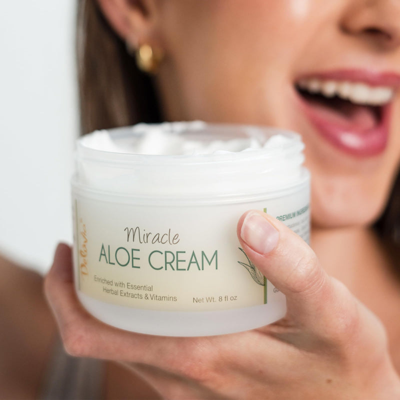 Deluvia Miracle Aloe Cream | Face & Body Moisturizer with Organic Aloe Vera | Hydrating for Dry, Itchy Skin, Problem Skin, Anti-Wrinkle, Soothes Symptoms of Psoriasis, Eczema, Non-Greasy Unscented 2 Ounce (Pack of 1)