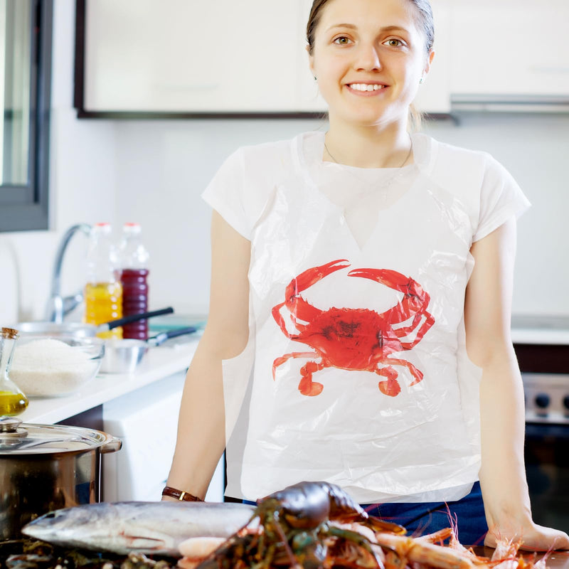 [Australia] - Nonley Crab Bibs 25/50/200 Pack, 23" Disposable Lobster Bibs for Adults, Plastic Funny Bibs for Seafood Boil Party Crab Bibs-25pcs 