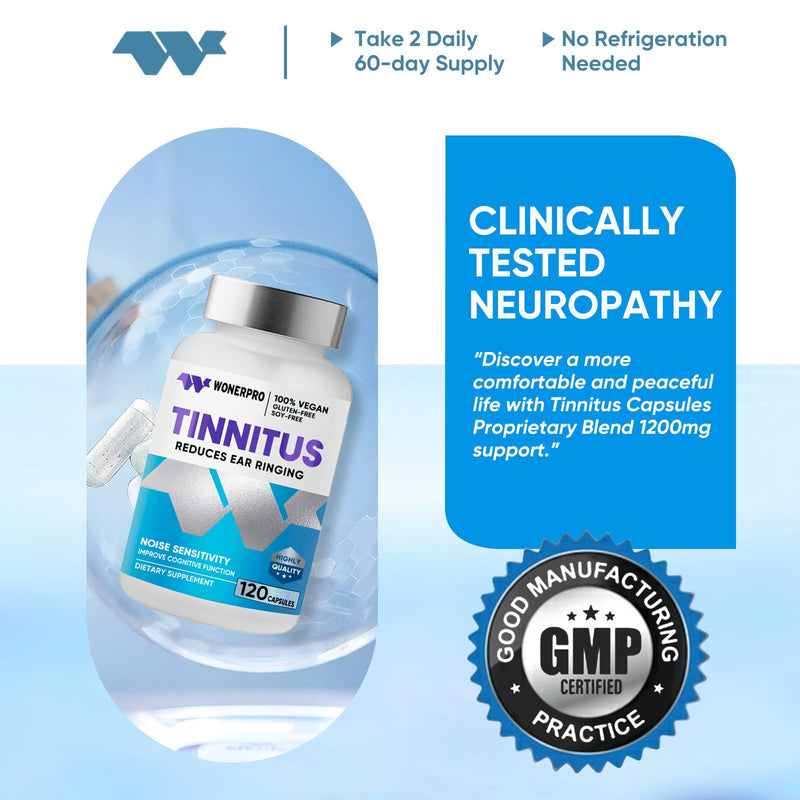 [Australia] - Tinnitus Relief for Ringing Ears - Supports Ear Health, Reduces Ringing in Ears for Men & Women, 120 Capsules WhiteÔºàtinnitus CapsulesÔºâ 