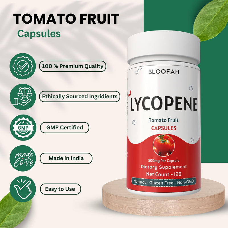 [Australia] - Tomato Powder Capsules 500mg (Lycopene) - 120 Count | Natural Carotenoid Supplement for Health and Wellness Support | Plant Based, Gluten Free & Non-GMO Formula 