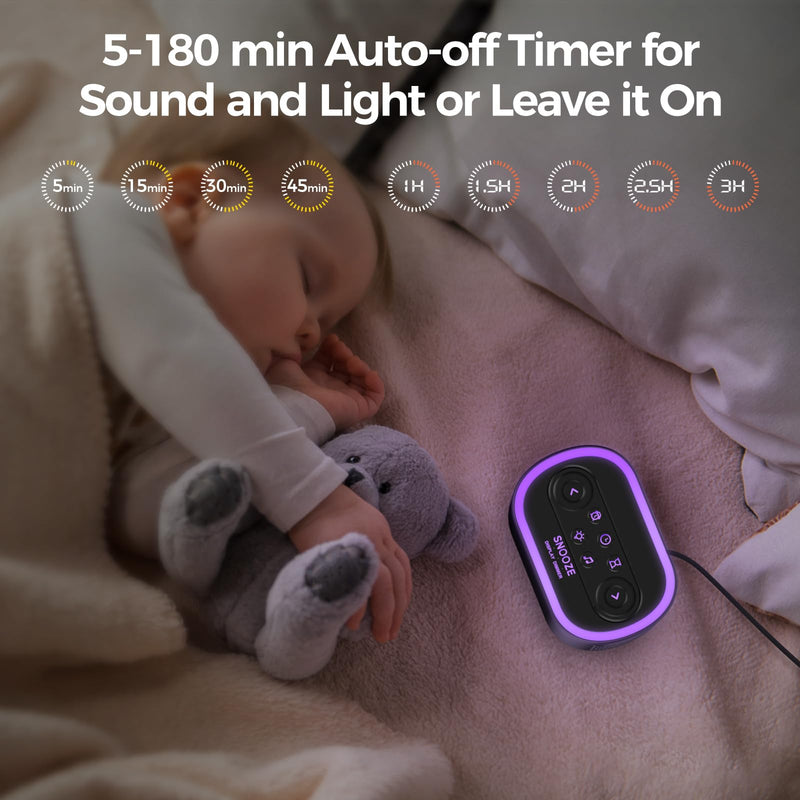 [Australia] - REACHER Digital Alarm Clock & White Noise Sound Machine, 21 Soothing Sounds, 7 Wake Up Sounds, 8 Night Lights, 32-Level Volume, 9 Sleep Timer, Memory Function for Adult, Kid, Bedside, Bedroom Black 