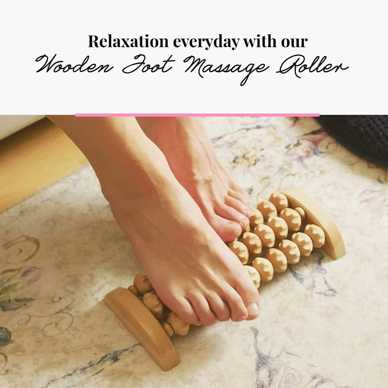 [Australia] - tuuli Wooden Foot Massager, Grooved Muscle Roller, Helps Ease Muscle Tension and Improve Blood Circulation, Natural Wood Therapy Massage Tools for Feet (M) M 