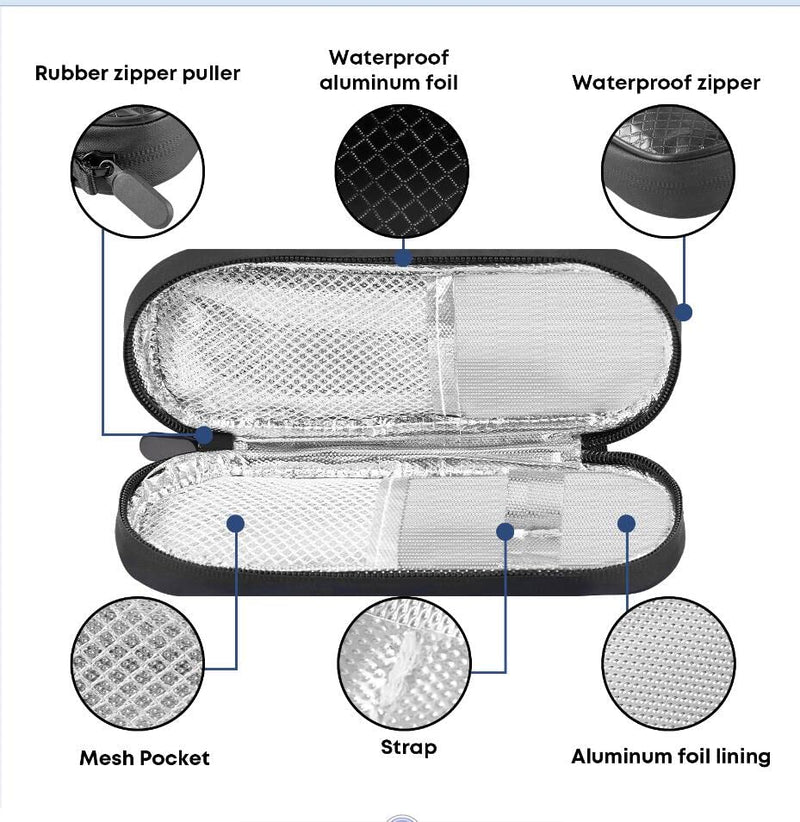 [Australia] - MOSLA Insulin Cooler Travel Case with 2 Reusable Ice Packs for Insulin Pen Portable Medical Cooler Bag for Diabetes and Other Diabetic Supplies for The Daily Life and Trip Black01 
