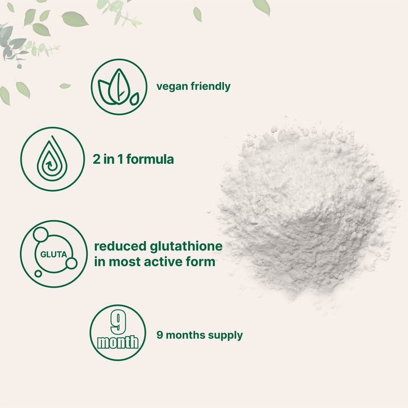 [Australia] - Glutathione Supplement, Pure Glutathione Reduced Powder with Inositol, 5 Ounce (9 Months Supply), 2 in 1 Formula, Powerful Ingredients for Antioxidants, Supports Liver Function, Vegan 