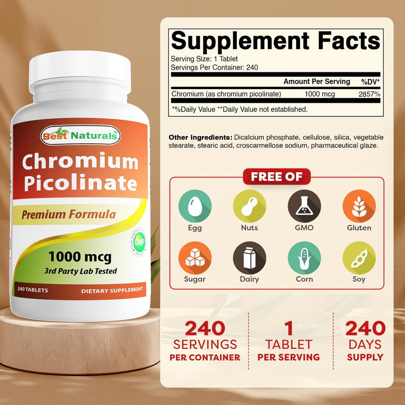 [Australia] - Best Naturals Chromium Picolinate 1000mcg 240 Tablets 