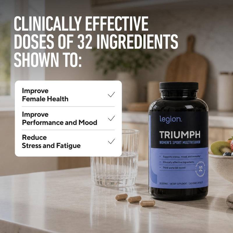 LEGION Triumph Daily Sport Multivitamin Supplement - Vitamins and Minerals for Athletes Helps with Energy for Sports & Bodybuilding Workouts. 30 Servings (Women) Women