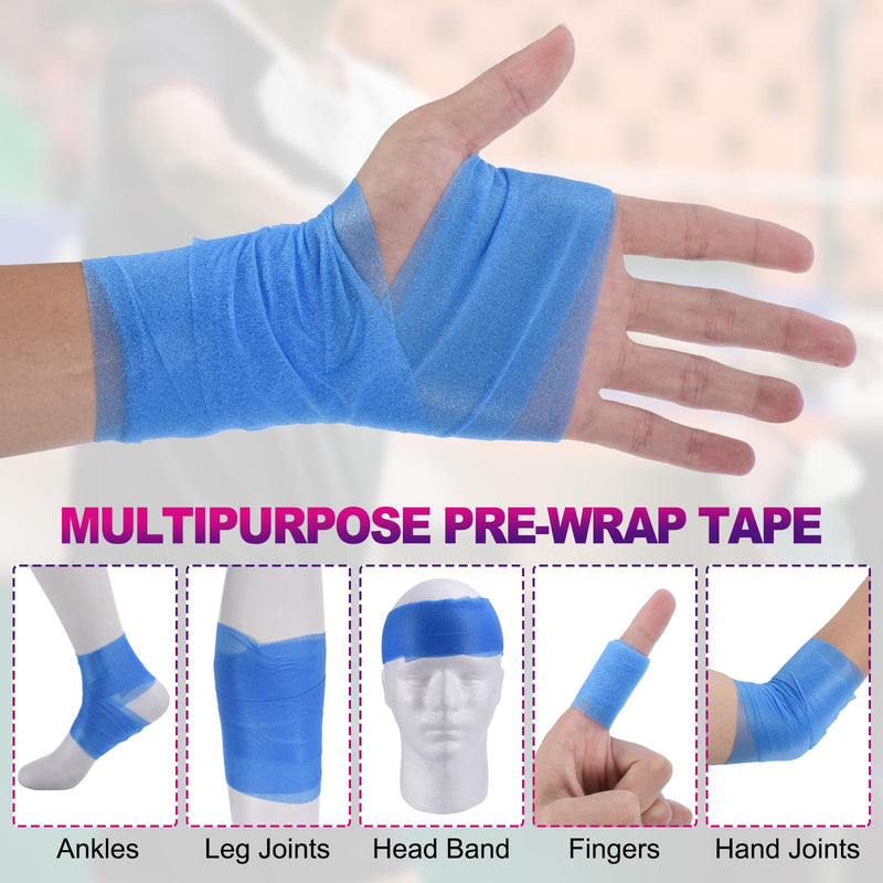 PATIKIL 12 Pack Foam Sports Pre-Wrap Athletic Tape Sports Elastic Wrap 10 Yard Breathable Bandage Rolls Tennis Racquet Grip Tape Cushion Wrap for Hair Ankles Wrist, 12 Colors