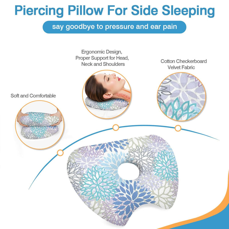 [Australia] - Ear Piercing Pillow for Side Sleepers Pillows with Holes for Ear Pain,Donut Pillow for Ear Side Sleeping Pillow for Adults CNH Ear Pain Relief Pressure Sores Ear Pillow with Hole in Center Blue 