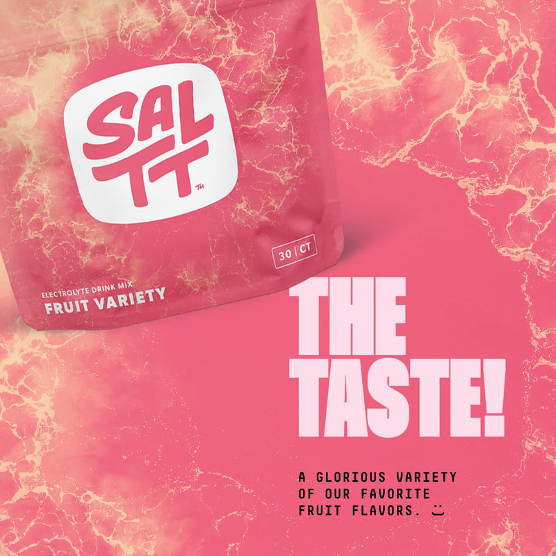 [Australia] - SALTT Electrolytes Powder Packets, Fruit Variety Pack (30 Packets) - Magnesium, Potassium, Sodium, Trace Minerals - Vegan, Sugar Free, Gluten Free - Travel Essentials - Made in USA 0.23 Ounce (Pack of 30) 