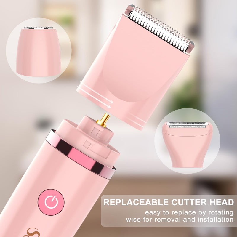 [Australia] - Electric Lady Shaver for Women - Painless Razor, Bikini Trimmer, Facial Hair Removal, Body Trimmer for Face, Legs, Underarm, Pubic - Wet and Dry Flawless 3 in 1 Pink 