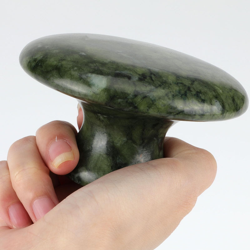 [Australia] - gemshan Massage Stone, 3.5inch Natural Hot Rocks, Body Gua Sha Massage Tool for Cellulite Massage, Lymphatic Drainage, Relieve Tension and Muscle Pain Dark Green Jade 