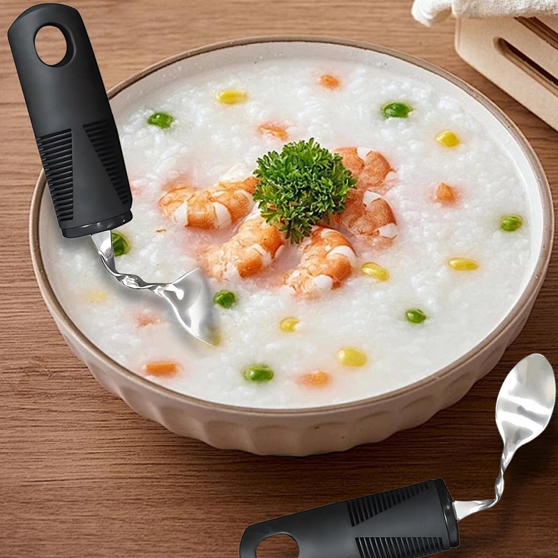 4PCS Bendable Cutlery for Disabled Hands, Disability Aids Weighted Bendable Cutlery, Anti-Shake Easy Grip Adaptive Cutlery with Knife Fork Spoon for Parkinson Elderly Disabled Arthritis