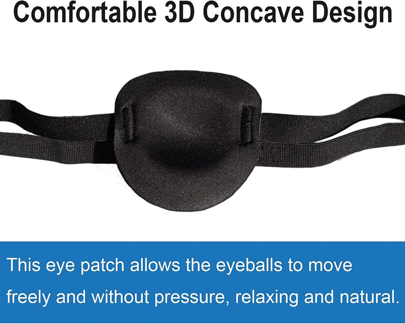 Eye Patches for Adults and Kids,Lazy Eye Patch for Left or Right Eye,Soft and Adjustable,One Eye Cover for Pirate or Cosplay (Black) 1