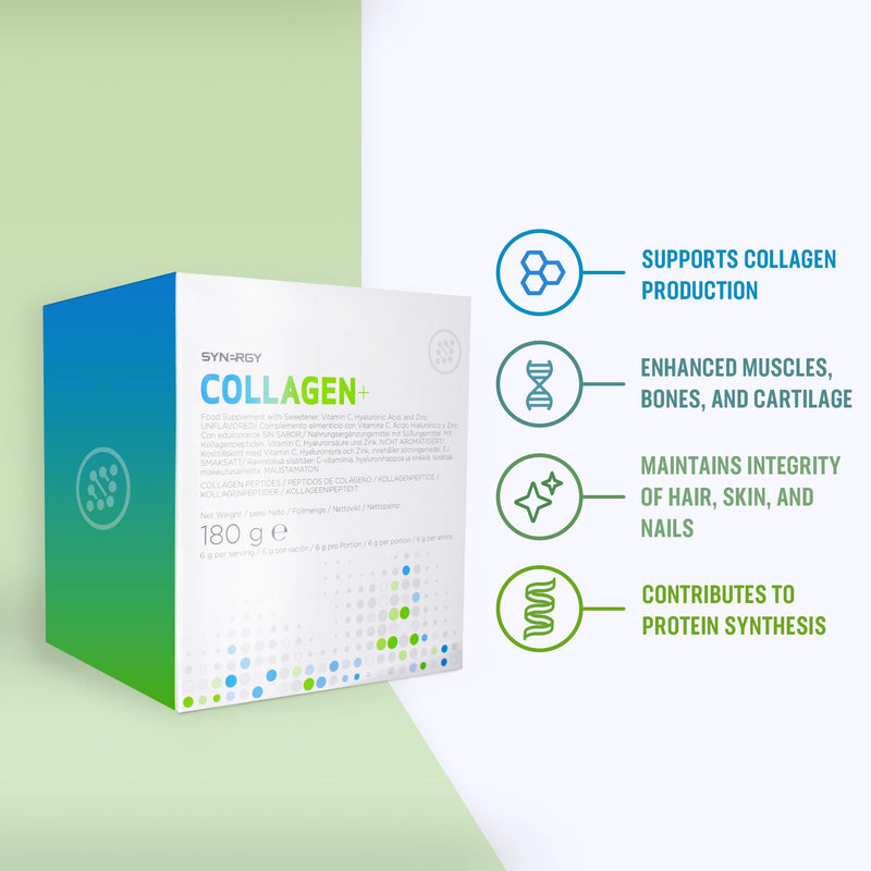 Synergy Worldwide Collagen+ 30 doses | 5810mg Collagen with Vitamin C, Hyaluronic Acid, and Zinc | Supports Skin, Hair, Nail, and Joint Health | Flavourless | 180g Collagen+