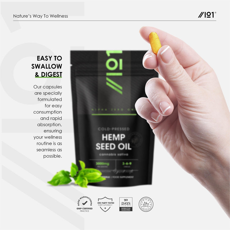 Hemp Seed Oil Softgels 3000mg - 180 Softgels - Cold-Pressed - Natural Source of Omega 3, 6, & 9 - Resealable and Recyclable Pouch by Alpha01 1 count (Pack of 180)