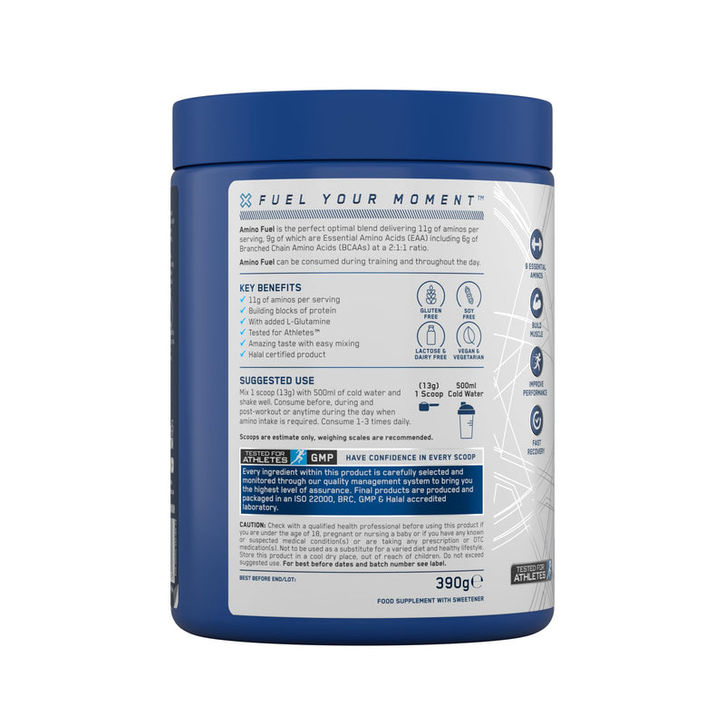 Applied Nutrition Amino Fuel - Amino Acids Supplement, EAA Essential Amino Acids Powder, Muscle Fuel & Recovery (390g - 30 Servings) (ICY Blue Raz) (New) Icy Blue Raz 30 Servings (Pack of 1)