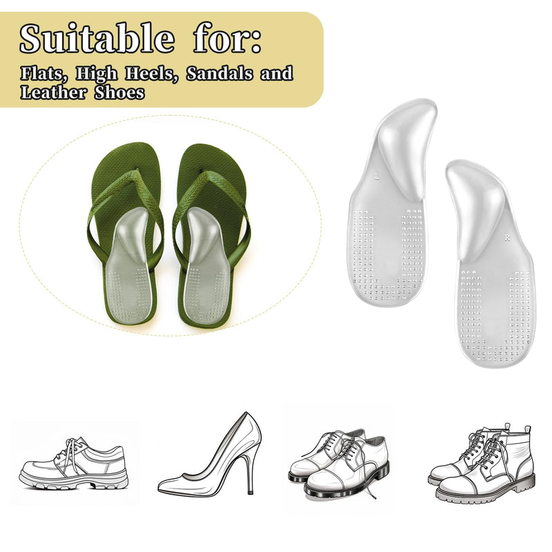 [Australia] - COMNICO 2 Pairs of Arch Pads Gel Arch Support Insoles Silicone Foot Insoles Self-Adhesive Orthopedic Insoles Heel Cushion for Foot Pressure and Foot Pain Relief (Transparent) 