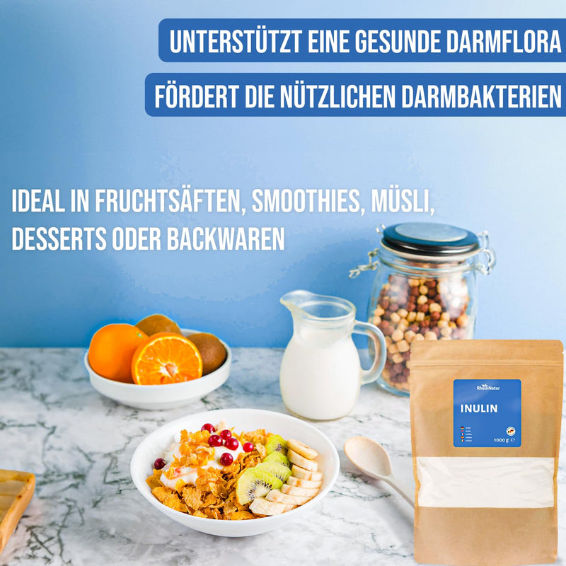 [Australia] - RheinNatur Inulin powder 1 kg - 100% inulin from chicory root - Vegetable fiber - Supports healthy intestinal flora - 1000 g bag 
