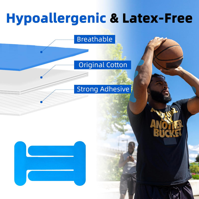 IEADEN Precut Kinesiology Tape for Elbow, 10 Pcs - Elbow Support & Stability, Elbow Pain Relief Athletic Tape - Waterproof & Elastic, Breathable Hypoallergenic Latex-Free Tape, Blue