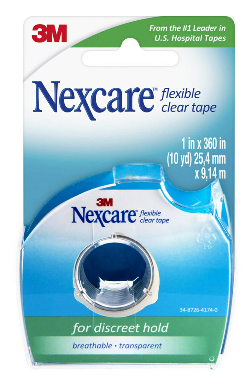 [Australia] - Nexcare Flexible Clear Tape, Waterproof Transparent Medical Tape, Secures Dressings and Catheter Tubing - 1 In x 10 Yds, 1 Roll of Tape 