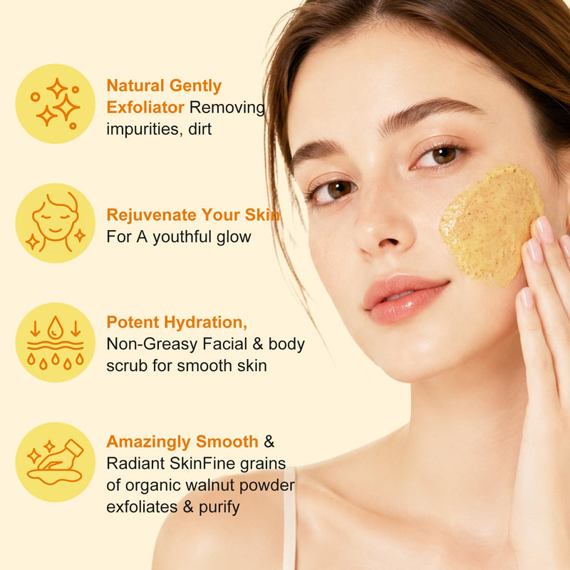 Deep Exfoliating Facial Cleanser, Facial Scrub, Face Wash, Cleansing Wash with Vitamin C, Turmeric, Gentle Daily Exfoliator for Women, Men for Soft, Smooth, Hydrated Skin, Radiant Skin 100g/3.5oz