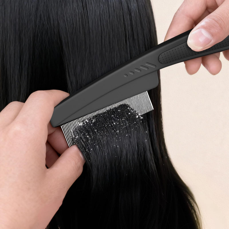 Dandruff Comb 2PC Upgraded Fine Tooth Scalp Detox Comb Lice for Women, Men & Kids Scalp Detoxing, Sweep & Massage Hair Brush Tool with Elegant Box for Hair Care (Brown) Brown