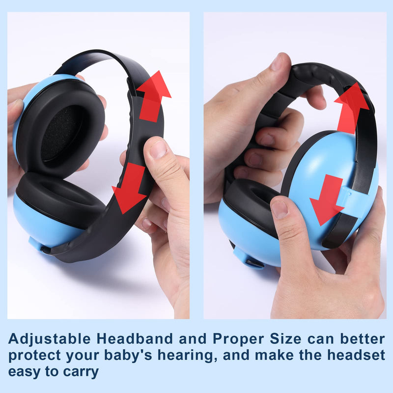 2 Packs Baby Noise Canceling Headphones, Baby Ear Protection Earmuffs Infant Hearing Protection Ear Muffs for Babies, Infants, Toddlers and Newborns Age 0-2+ Years (Blue & Pink)