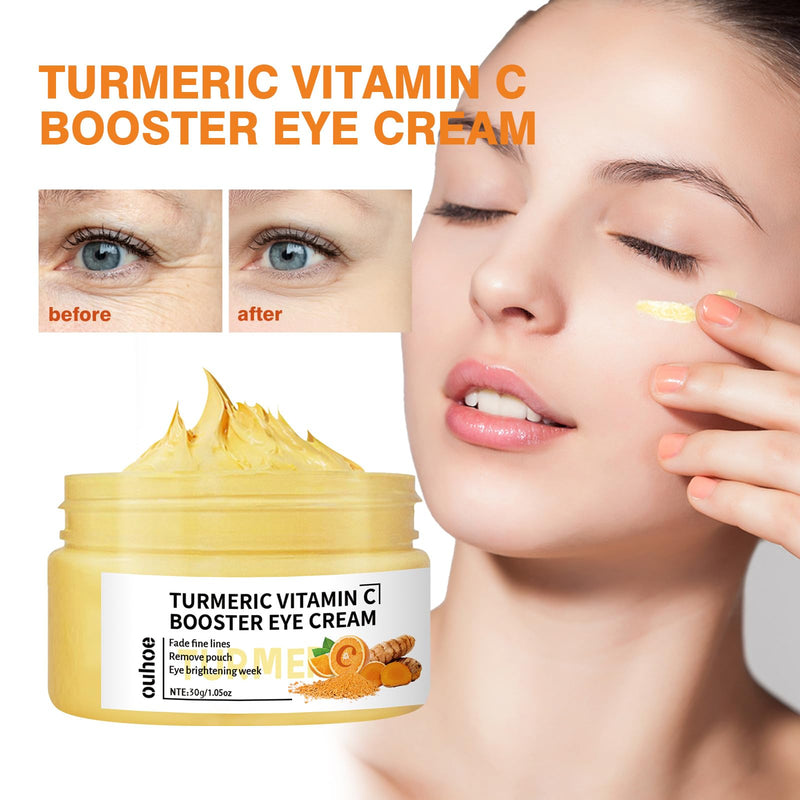 Turmeric + Vitamin C Booster Eye Cream, Brightening and Hydrating Eye Cream, Dark Circle Relief, Elasticity Treatment, Gentle Anti-Aging & Anti-Wrinkle Care
